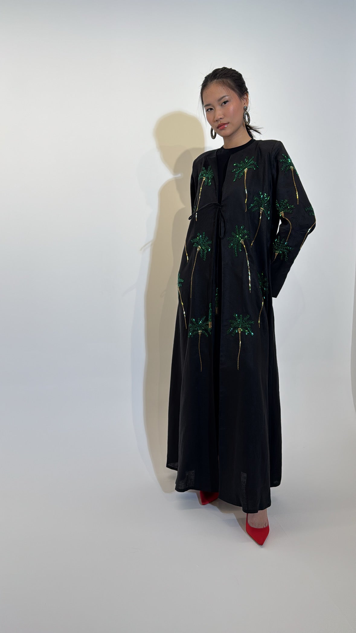 Palm tree linen Abaya