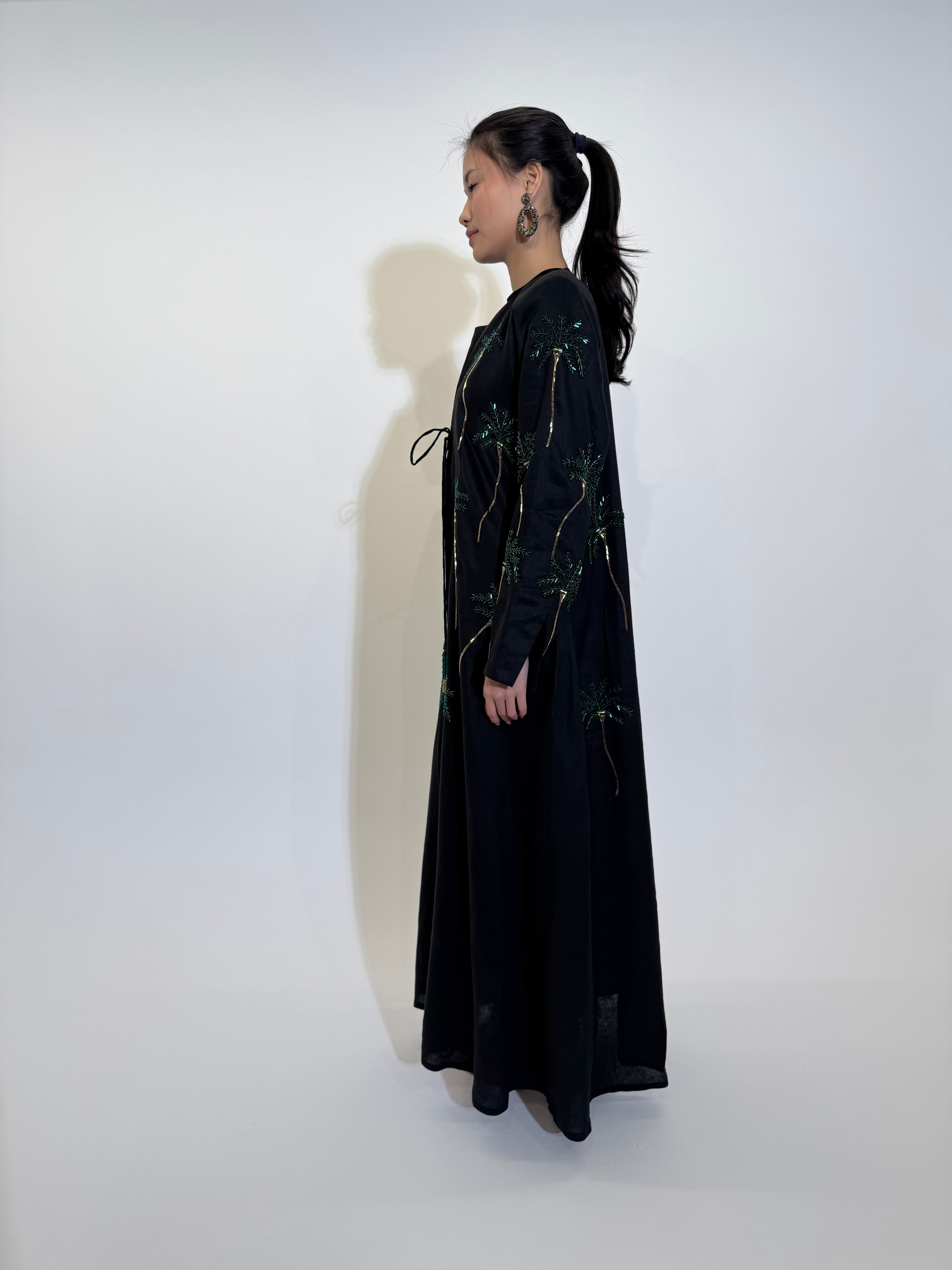 Palm tree linen Abaya