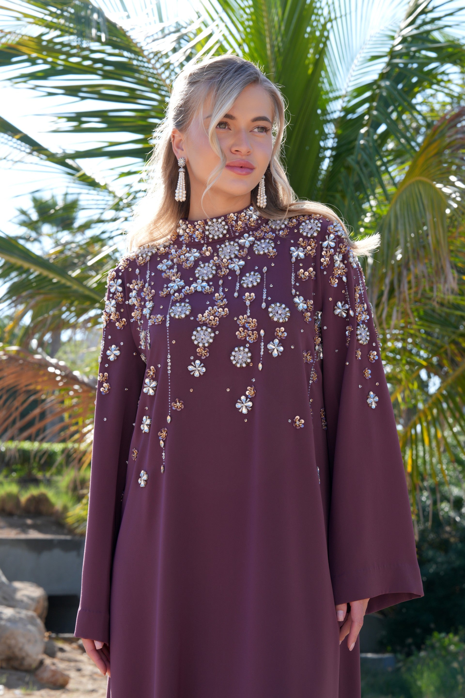 Embellished high-neck